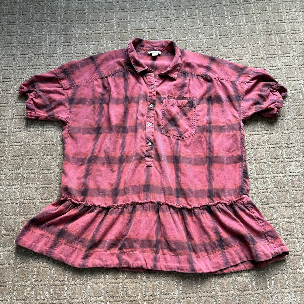 Sundance VTG Mini Skater Tunic Dress Women's L Red Black Plaid Grunge 90s Punk